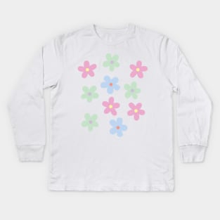 Pastel Color Flowers Kids Long Sleeve T-Shirt